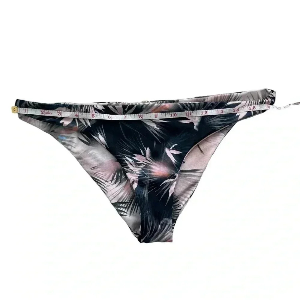 Light Pink Top And Floral Dark Blue Bikini Set, Top: Small Bottom: Large - Picture 10 of 16